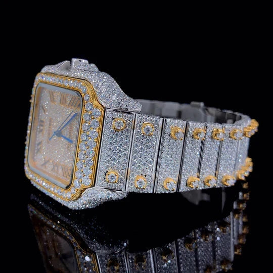 Cartier two-tone Gold Moissanite Diamond Bustdown Watch