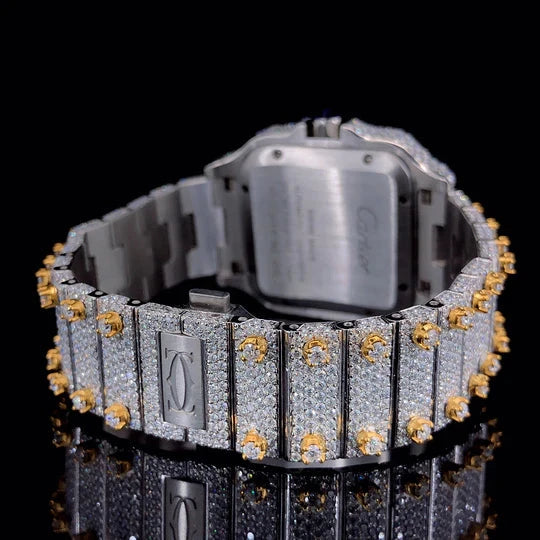 Cartier two-tone Gold Moissanite Diamond Bustdown Watch