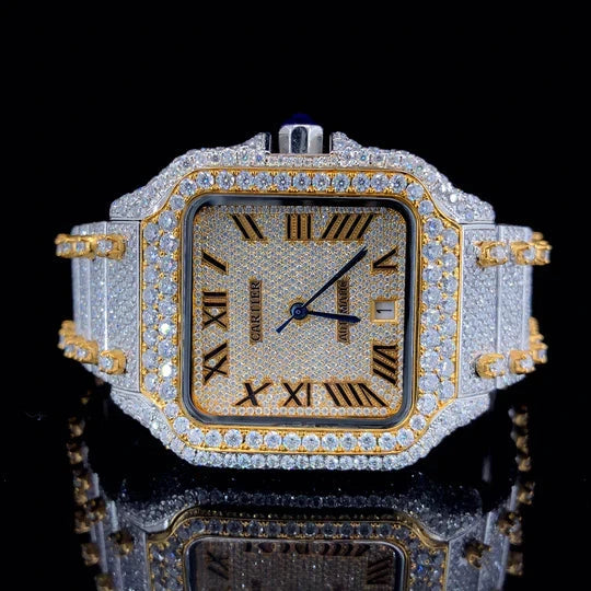 Cartier two-tone Gold Moissanite Diamond Bustdown Watch