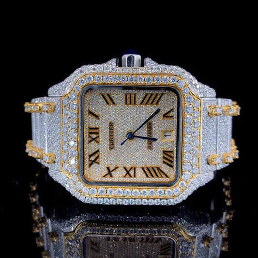 Cartier two-tone Gold Moissanite Diamond Bustdown Watch