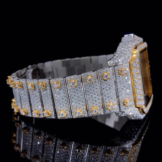 Cartier two-tone Gold Moissanite Diamond Bustdown Watch