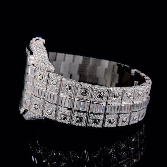 Cartier Skeleton Watch Silver Baguette Diamond - Lux Watches