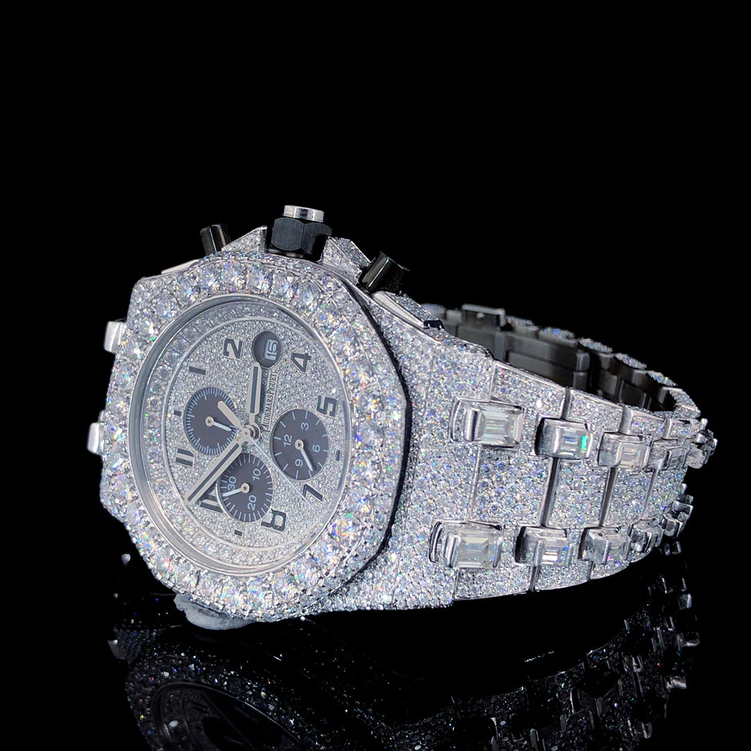 Lux Watches Audemars Piguet iced out watch full pave diamond chronograph bracelet luxury timepiece